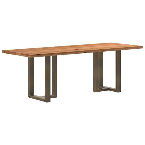 Vidaxl Table À Manger Marron Clair Bois De Chêne Massif Rectangulaire