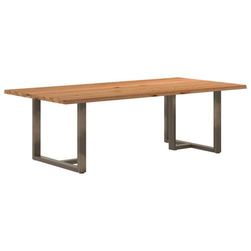 Vidaxl Table À Manger Et Bord Naturel Bois Massif Chêne Rectangulaire