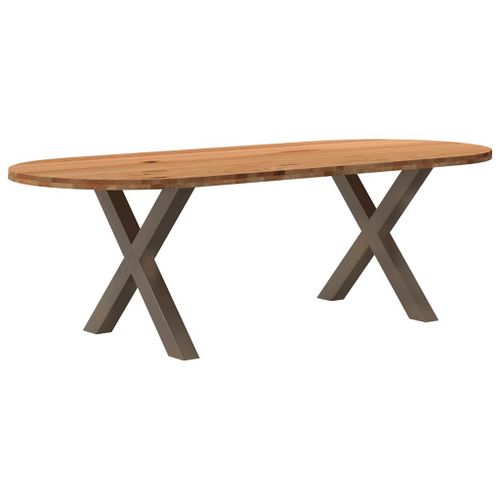 Vidaxl Table À Manger Marron Clair Bois De Chêne Massif Ovale