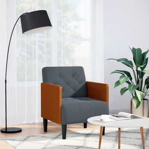 Vidaxl Fauteuil Avec Accoudoirs Gris Foncé 55 Cm Velours