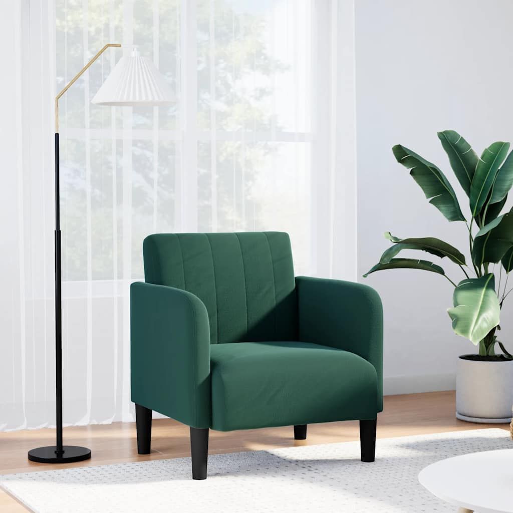 Vidaxl Fauteuil Avec Accoudoirs Vert Foncé 54 Cm Velours