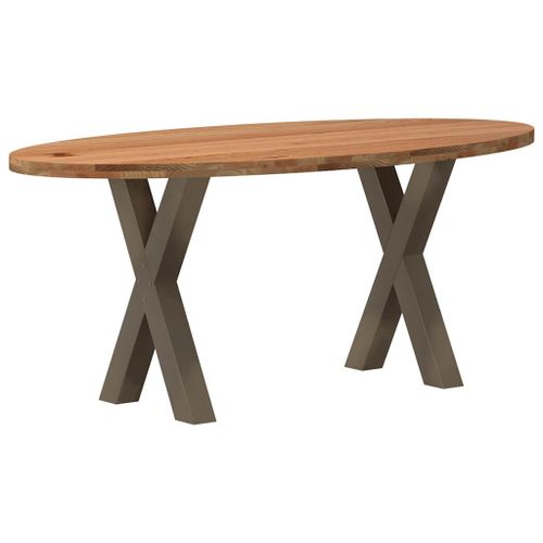 Vidaxl Table À Manger Marron Clair Bois De Chêne Massif Ovale