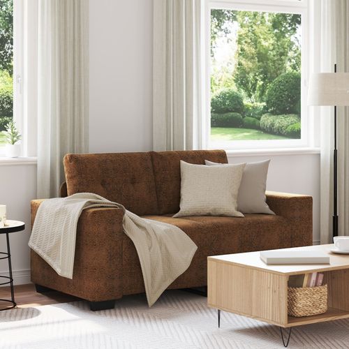 Vidaxl Marron Tissu, Bois Moyen Durable Canapé Loveseat