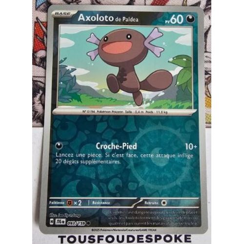 Pokémon Axoloto De Paldea Reverse 093 / 159 Aventures Ensemble Ev09