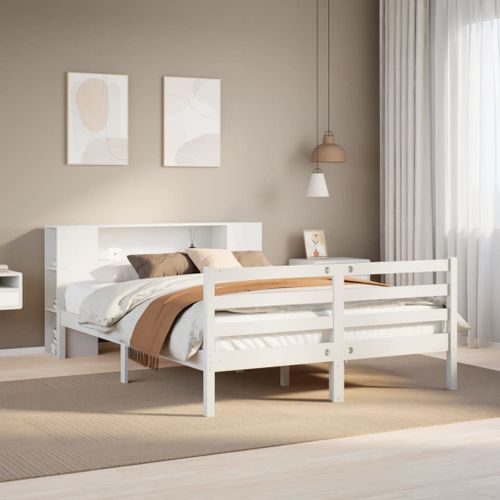 Vidaxl Lit Bibliothèque Sans Matelas Blanc 120x200 Cm Bois Pin Massif