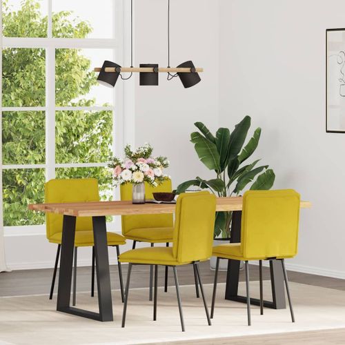 Vidaxl Chaises À Manger Lot De 4 Jaune Velours