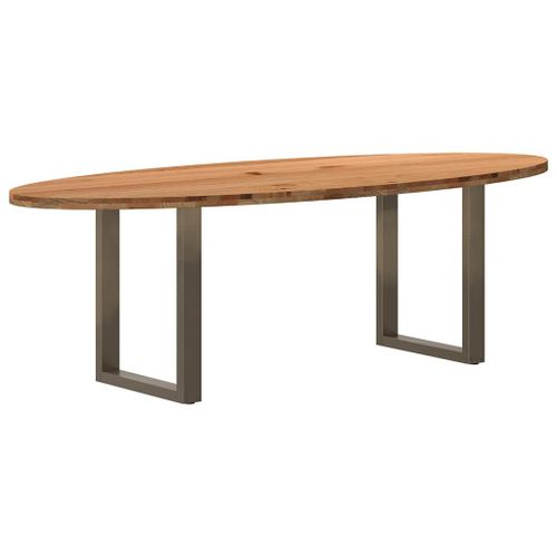 Vidaxl Table À Manger Marron Clair Bois De Chêne Massif Ovale