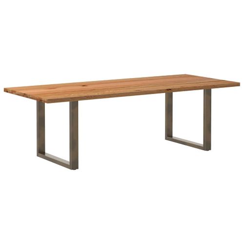 Vidaxl Table À Manger Marron Clair Bois De Chêne Massif Rectangulaire