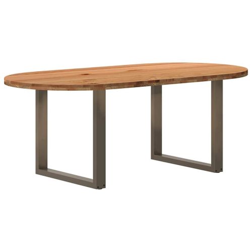 Vidaxl Table À Manger Marron Clair Bois De Chêne Massif Ovale