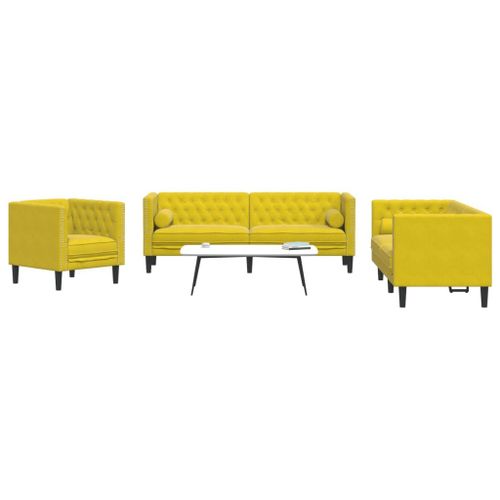 Vidaxl Ensemble De Canapé Chesterfield Et Traversins 3 Pcs Velours