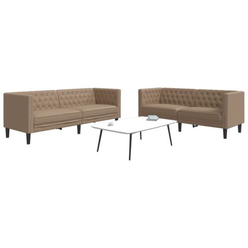 Vidaxl Ensemble De Canapé Chesterfield 2 Pcs Cappuccino Similicuir
