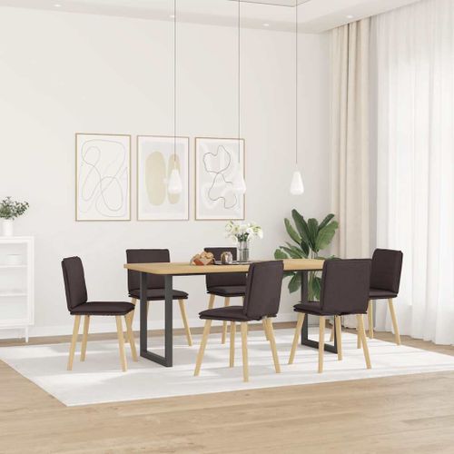 Vidaxl Chaises À Manger Lot De 6 Marron Foncé Tissu