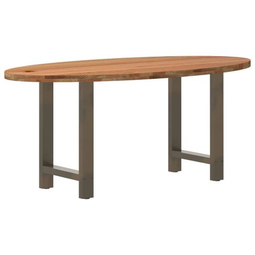 Vidaxl Table À Manger Marron Clair Bois De Chêne Massif Ovale