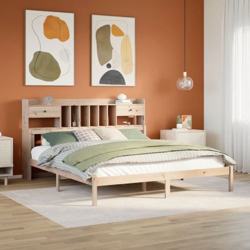 Vidaxl Lit Bibliothèque Sans Matelas 200x200 Cm Bois Massif De Pin