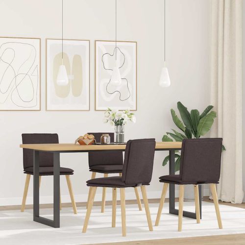 Vidaxl Chaises À Manger Lot De 4 Marron Foncé Tissu