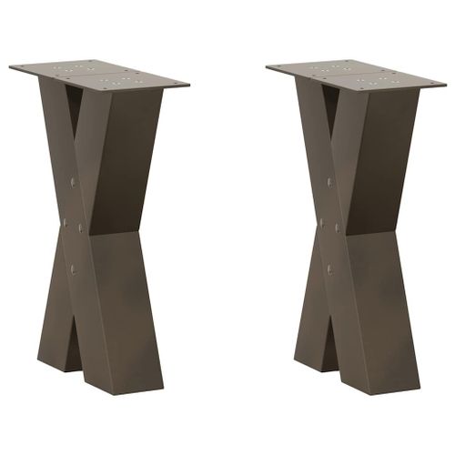 Vidaxl Pieds De Table Basse Forme De X 2pcs Acier Naturel 38x(42-43)Cm