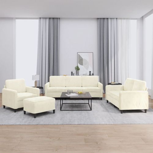 Vidaxl Ensemble De Canapés 4 Pcs Crème Velours