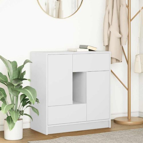 Vidaxl Buffet Avec Tiroirs Et Portes Blanc 70,5x34x74,5 Cm