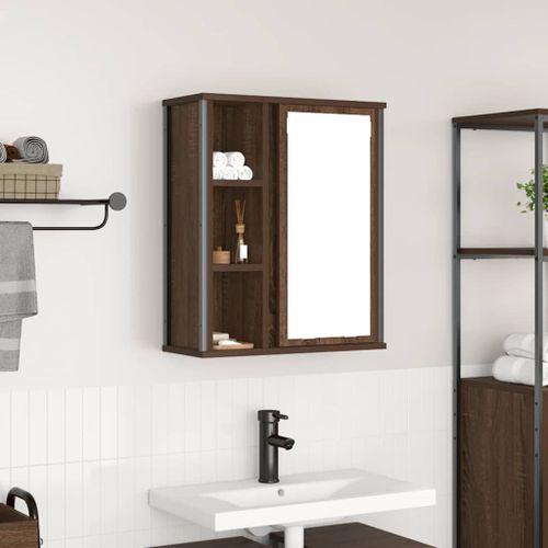 Vidaxl Armoire Murale De Salle De Bain Miroir Chêne Marron 50x21x60 Cm