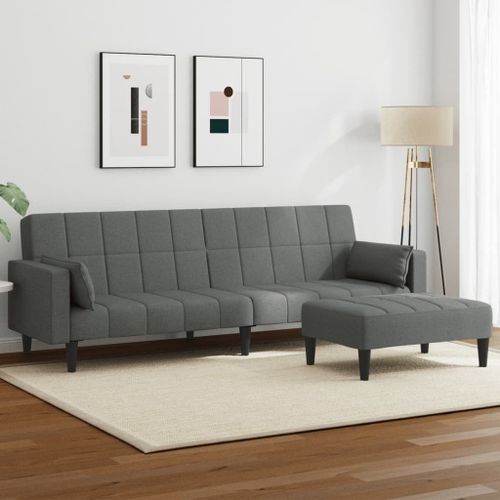 Vidaxl Canapé-Lit À 2 Places Avec Repose-Pied Gris Foncé Tissu