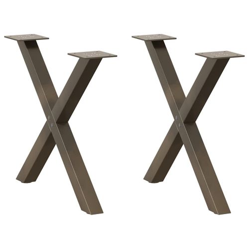 Vidaxl Pieds De Table Basse Forme De X 2pcs Acier Naturel 50x(42-43)Cm