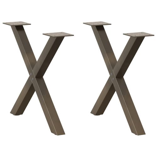 Vidaxl Pieds De Table Basse Forme De X 2pcs Acier Naturel 60x(42-43)Cm