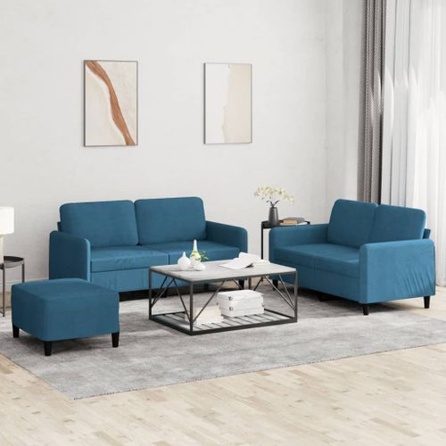 Vidaxl Ensemble De Canapés 3 Pcs Bleu Velours