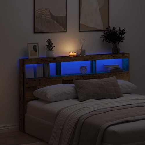 Vidaxl Armoire Tête De Lit Avec Led Vieux Bois 180x17x102 Cm