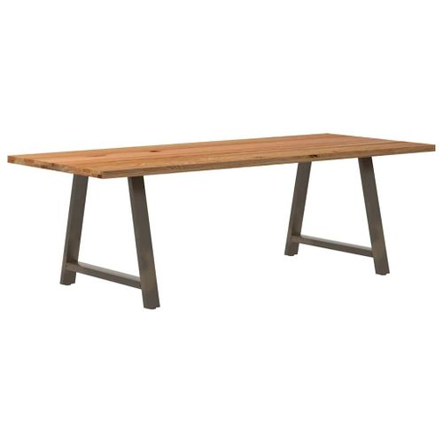 Vidaxl Table À Manger Marron Clair Bois De Chêne Massif Rectangulaire