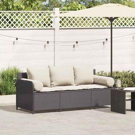 Vidaxl Canapé De Jardin Avec Coussins 3 Places Noir Résine Tressée