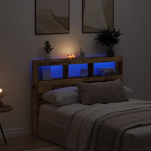 Vidaxl Armoire Tête De Lit Avec Led Vieux Bois 140x17x102 Cm