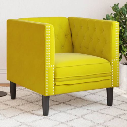 Vidaxl Fauteuil Chesterfield Jaune Velours