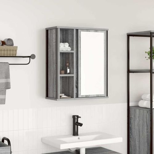 Vidaxl Armoire Murale De Salle De Bain Miroir Sonoma Gris 50x21x60 Cm