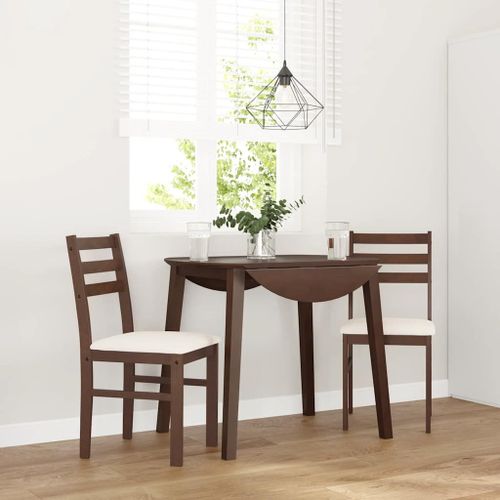 Vidaxl Chaises À Manger Coussins 2 Pcs Marron Bois Massif Caoutchouc
