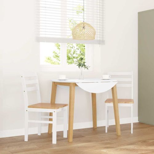 Vidaxl Chaises À Manger 2 Pcs Blanc Bois Massif Caoutchouc