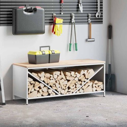 Vidaxl Étagère À Bois De Chauffage Avec Plateau En Bois Blanc