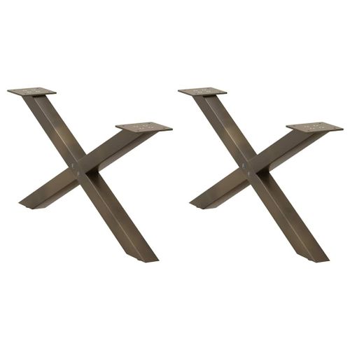 Vidaxl Pieds De Table Basse Forme De X 2pcs Acier Naturel 70x(30-31)Cm