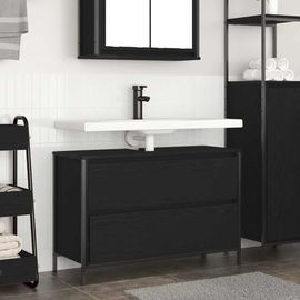 Vidaxl Meuble De Salle De Bain Lavabo Tiroirs Chêne Noir 90x34,5x60 Cm