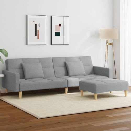 Vidaxl Canapé-Lit À 2 Places Avec Repose-Pied Gris Clair Tissu