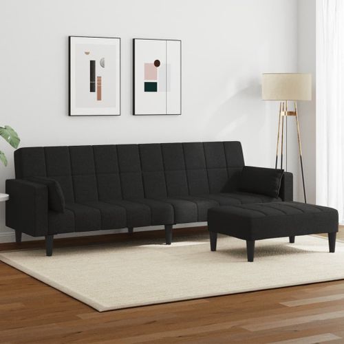 Vidaxl Canapé-Lit À 2 Places Avec Repose-Pied Noir Tissu