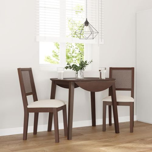 Vidaxl Chaises À Manger Coussins 2 Pcs Marron Bois Massif Caoutchouc