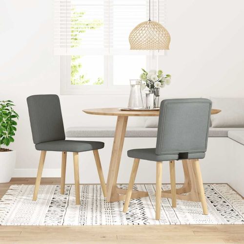 Vidaxl Chaises À Manger Lot De 2 Gris Foncé Tissu