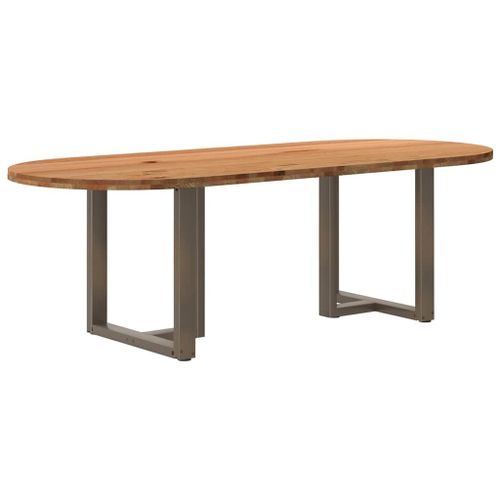 Vidaxl Table À Manger Marron Clair Bois De Chêne Massif Ovale