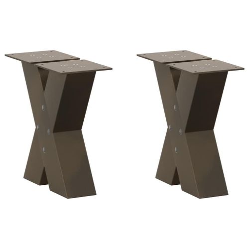 Vidaxl Pieds De Table Basse Forme De X 2pcs Acier Naturel 40x(30-31)Cm
