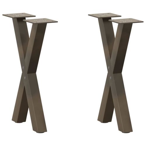 Vidaxl Pieds De Table Basse Forme De X 2pcs Acier Naturel 28x(42-43)Cm