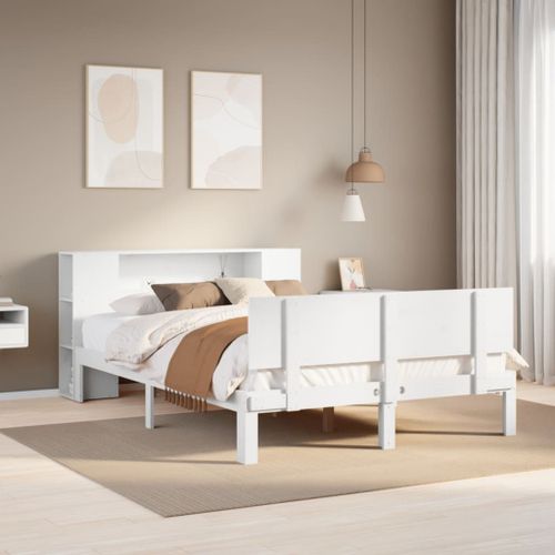 Vidaxl Lit Bibliothèque Sans Matelas Blanc 120x200 Cm Bois Pin Massif