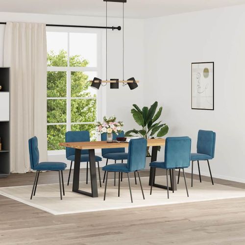 Vidaxl Chaises À Manger Lot De 6 Bleu Velours
