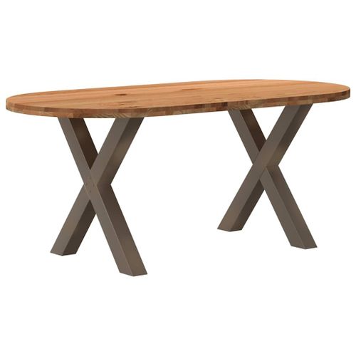 Vidaxl Table À Manger Marron Clair Bois De Chêne Massif Ovale