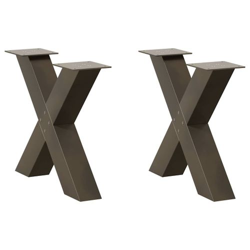 Vidaxl Pieds De Table Basse Forme De X 2pcs Acier Naturel 60x(42-43)Cm