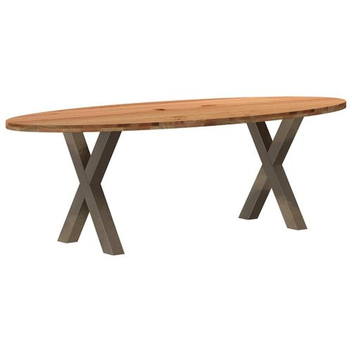 Vidaxl Table À Manger Marron Clair Bois De Chêne Massif Ovale